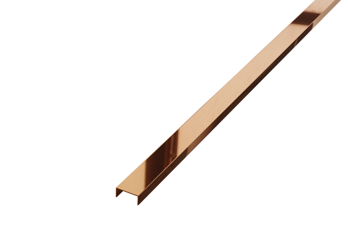 OUTLET - ZESTAW 10szt. PROFIL METALOWY REKTYFIKOWANY U (5 x 2440mm) MIEDZIANY POŁYSK  – dekoracyjne do wnętrz – Szklane Mozaiki
