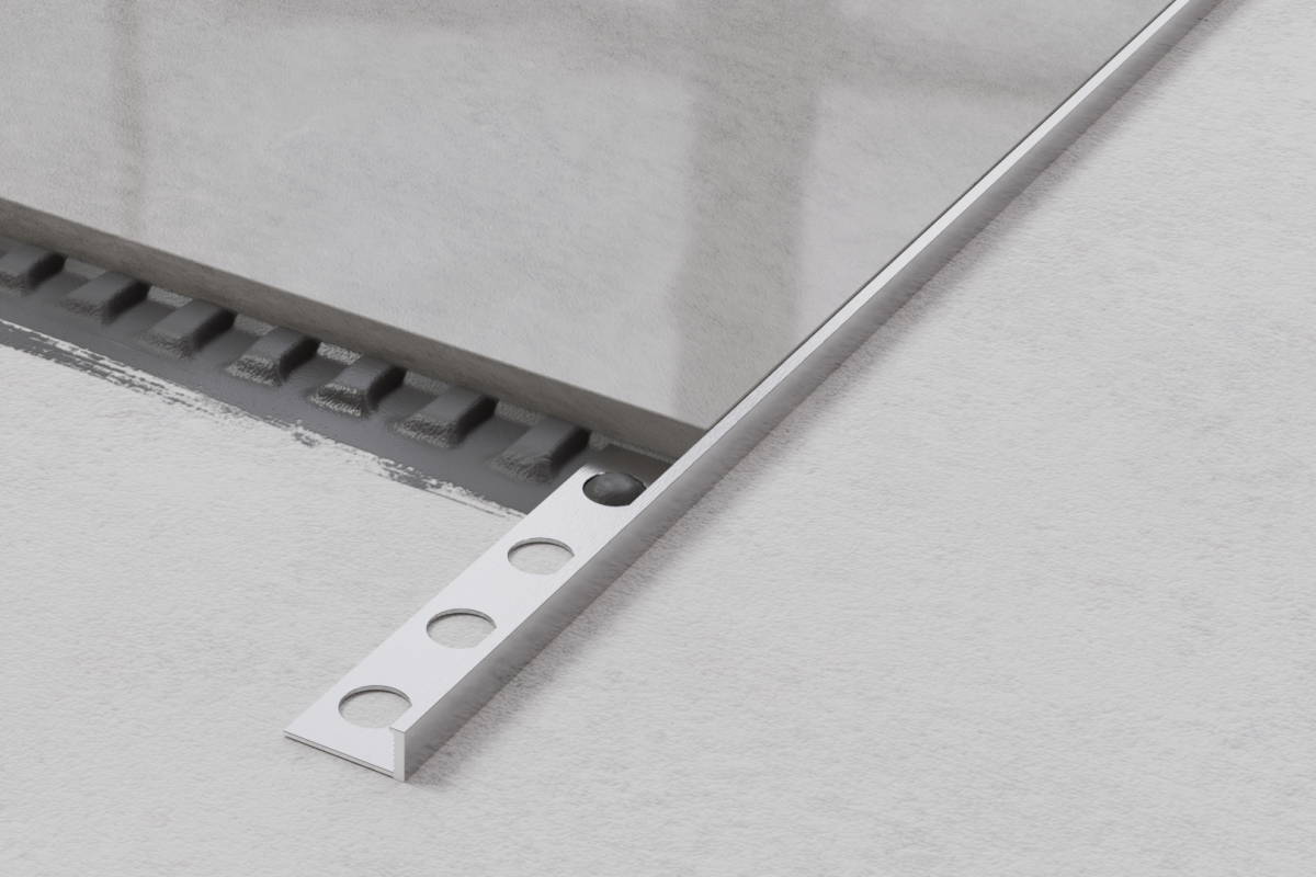 OUTLET - ZESTAW 10szt. PROFIL ALUMINIOWY LICOWY AIL (8 x 2700mm) WYKOŃCZENIOWY SREBRNY ANODA DO PŁYTEK  – dekoracyjne do wnętrz – Szklane Mozaiki