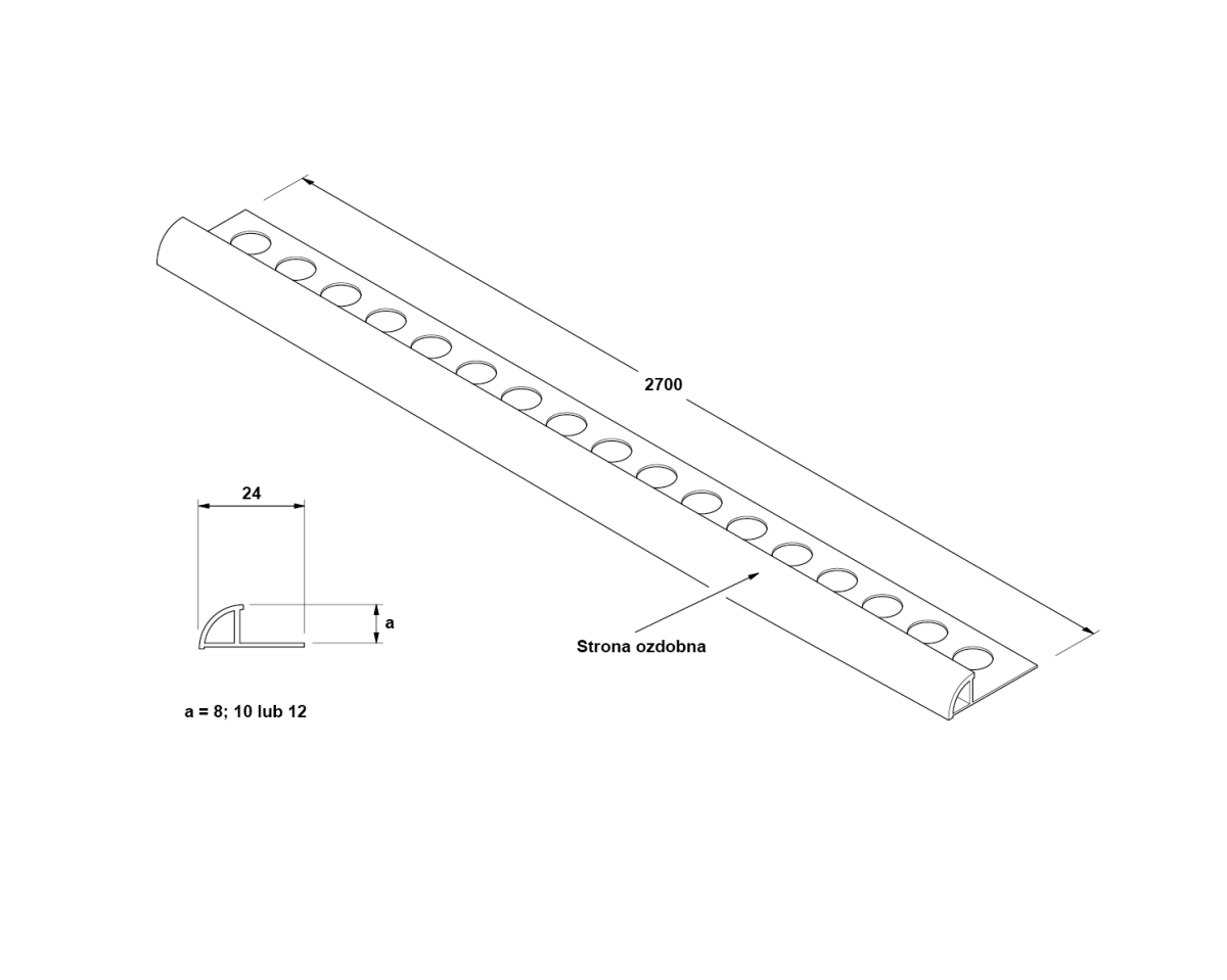 OUTLET - ZESTAW 10szt. PROFIL ALUMINIOWY NAROŻNY (8 x 2700mm) WYKOŃCZENIOWY CZARNY MATOWY DO PŁYTEK – dekoracyjne do wnętrz – Szklane Mozaiki