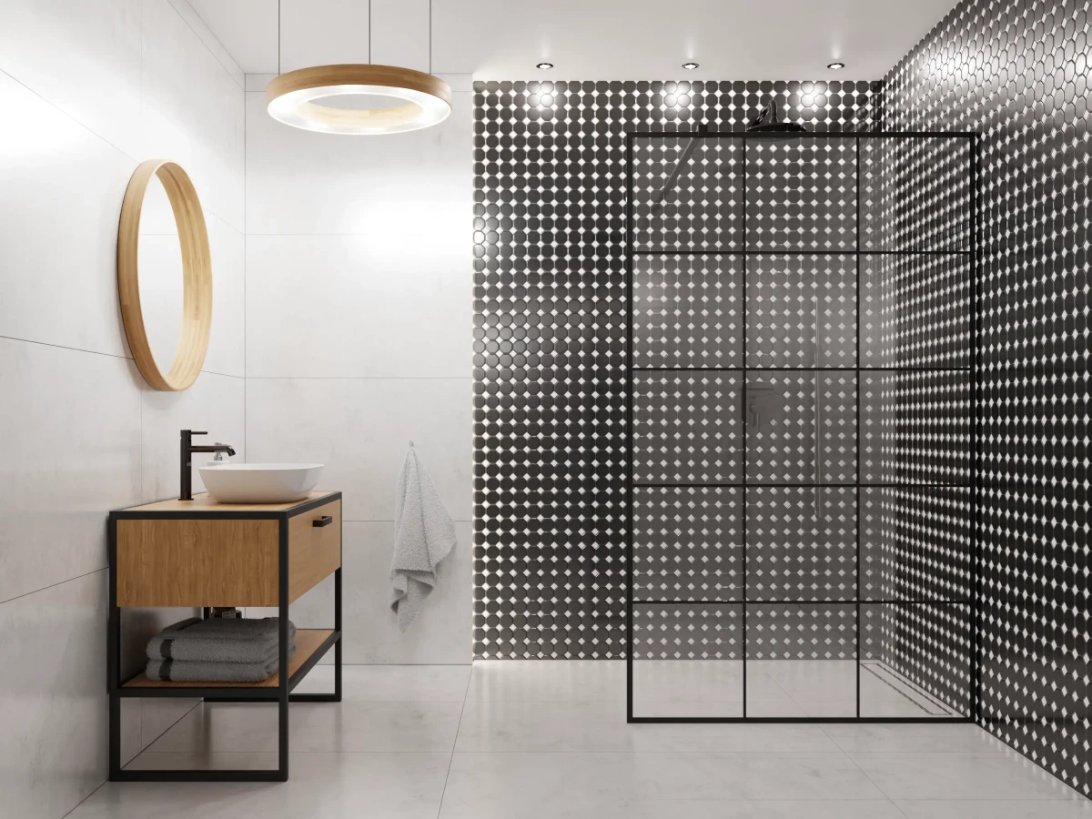 MOZAIKA CERAMICZNA OCTAGON BLACK CLASSIC MATOWA – dekoracyjne do wnętrz – Szklane Mozaiki