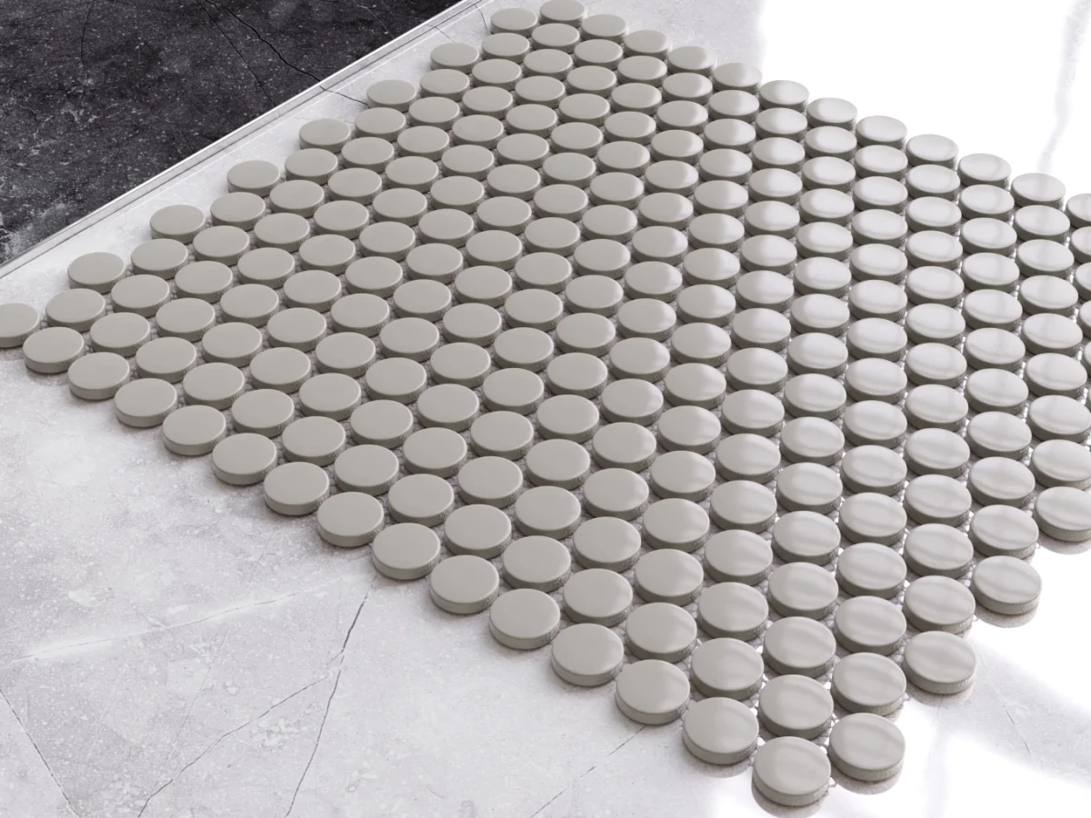 Mozaika ceramiczna Penny Dots white matowa - szklanemozaiki.pl