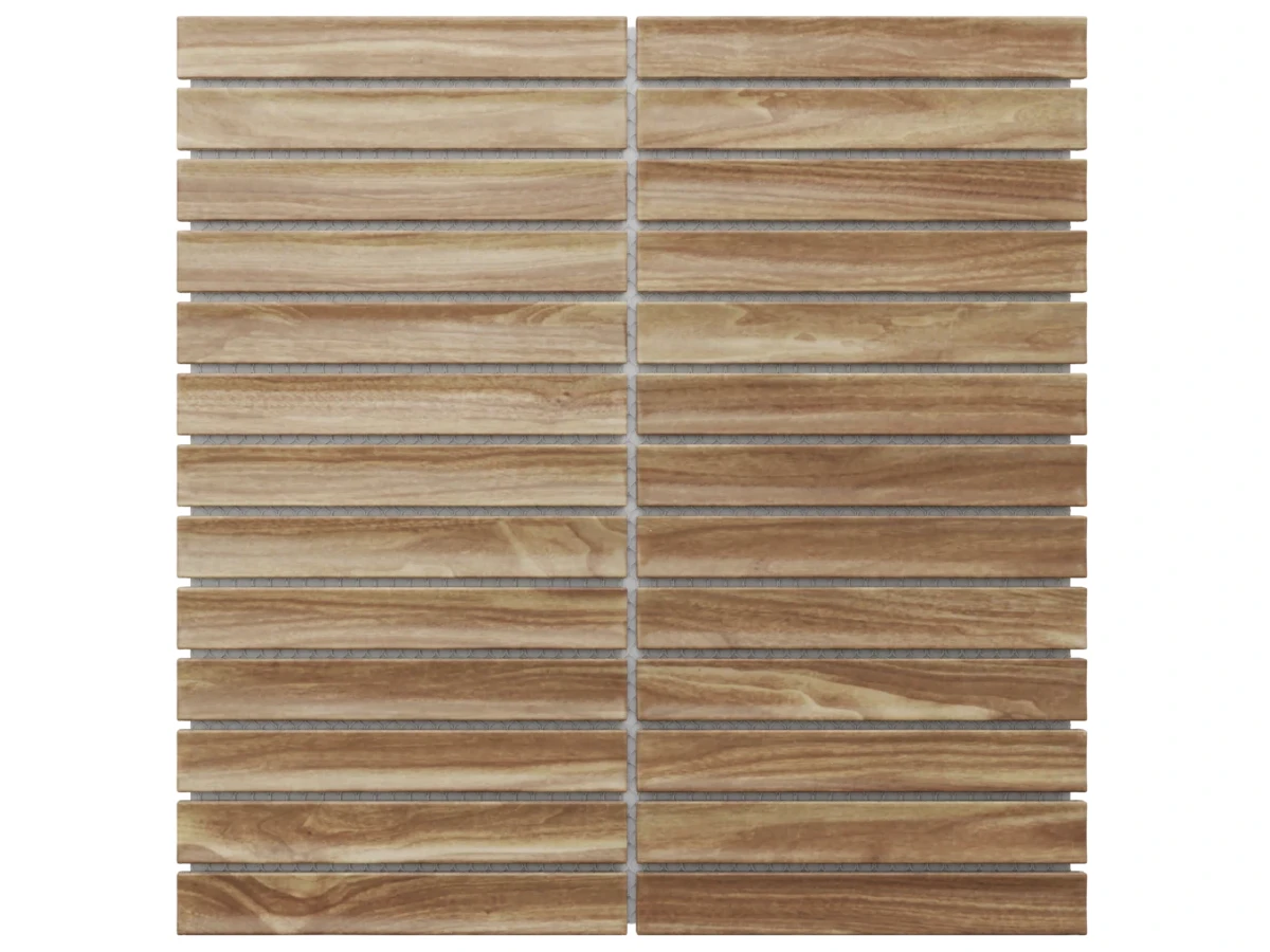 Mozaika ceramiczna drewnopodobna Piano Wood Dark 29,6×30,0 – szklanemozaiki.pl