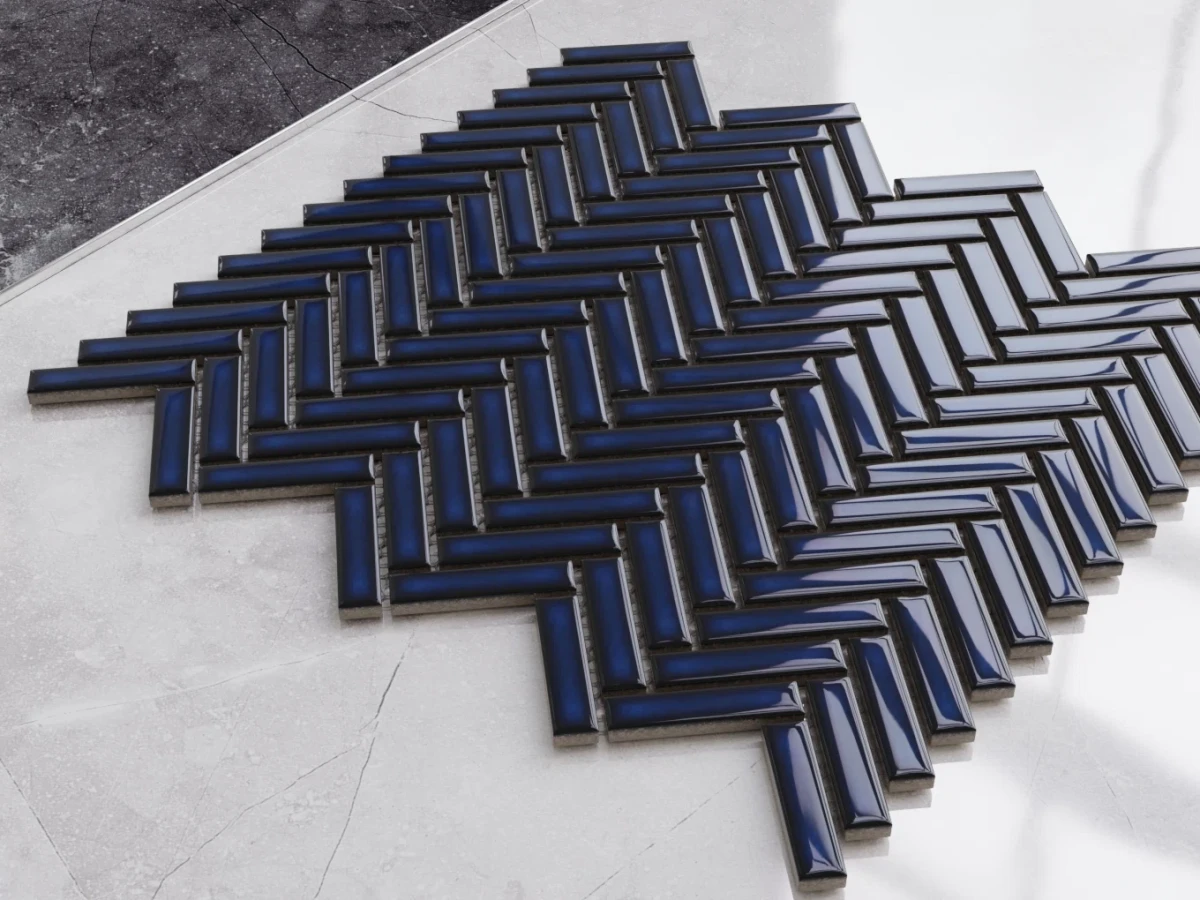 Mozaika ceramiczna Mini Chevron White połysk - szklanemozaiki.pl