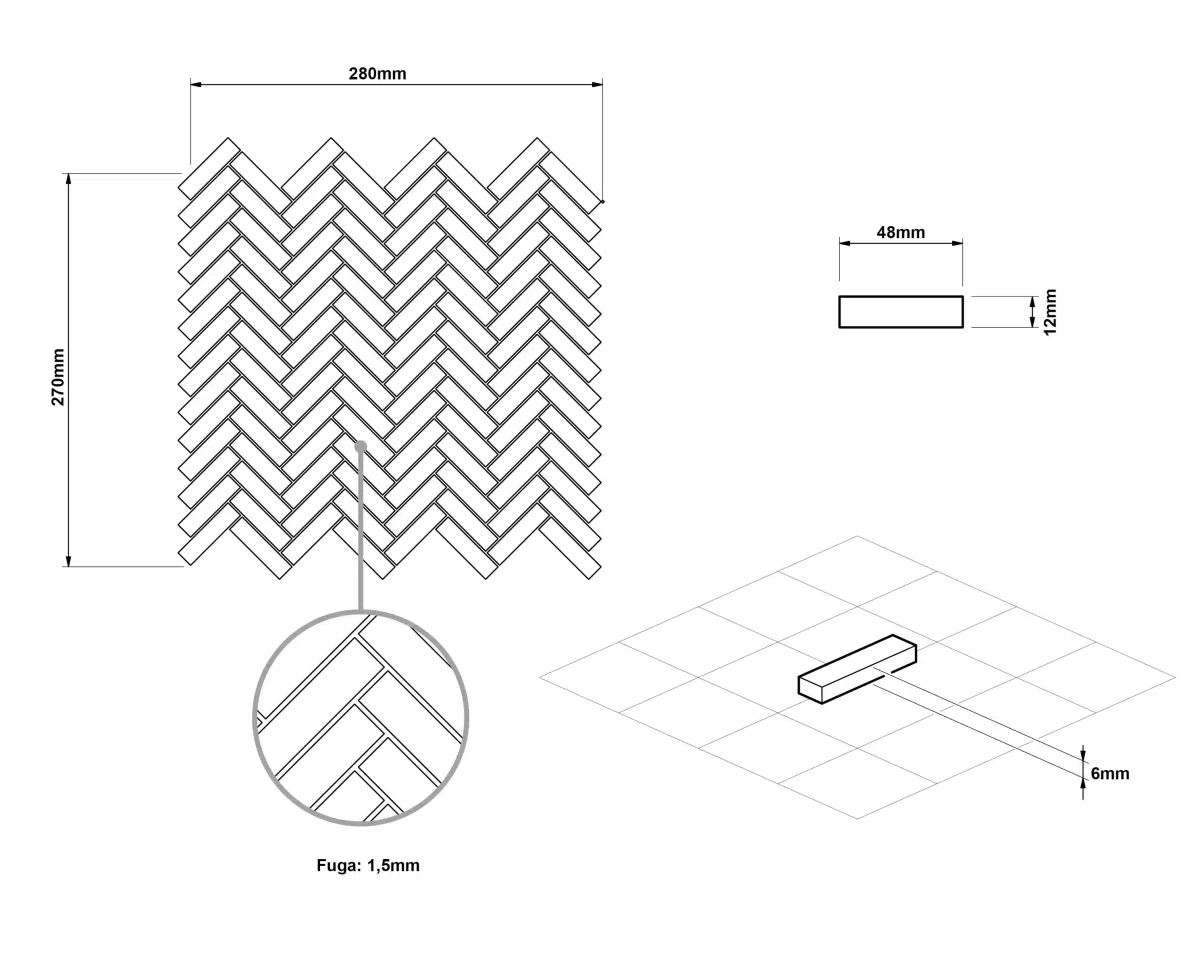 Mozaika ceramiczna Mini Chevron White połysk - szklanemozaiki.pl