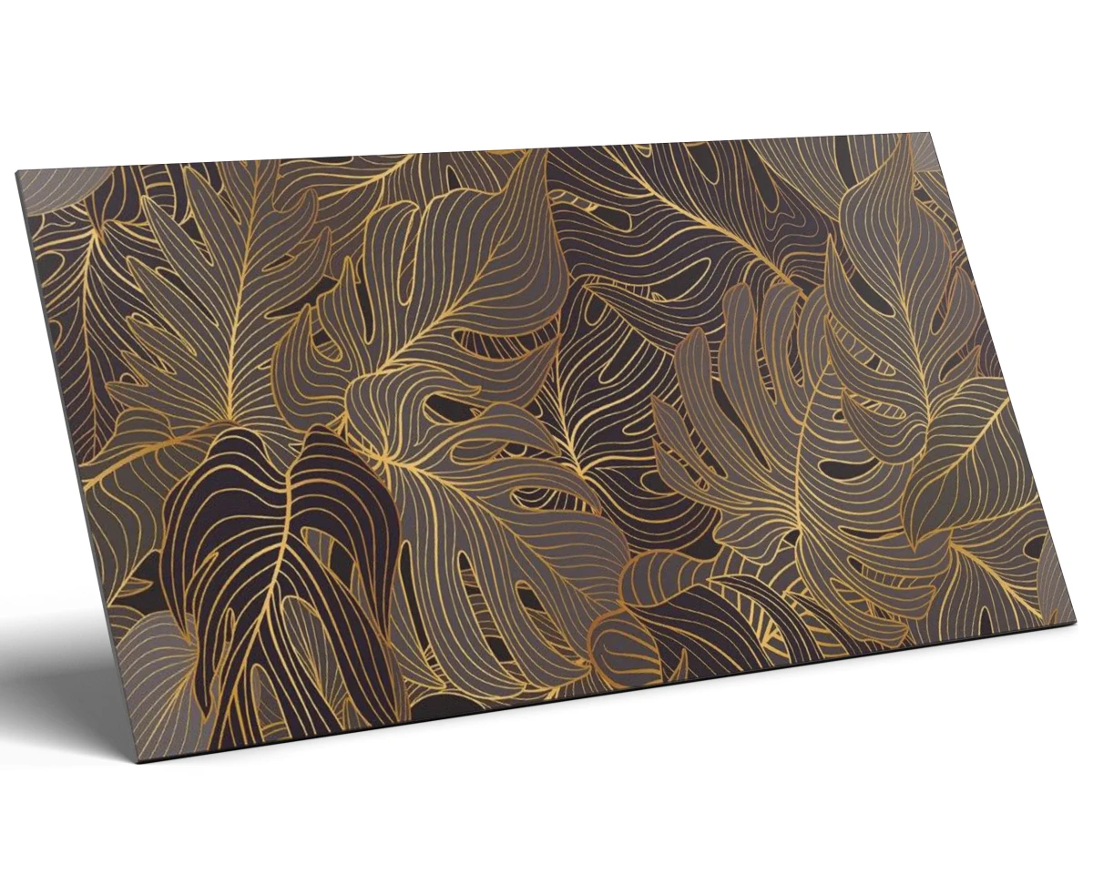 PŁYTKA GRESOWA DEKORACYJNA GOLDEN LEAVES DEKOR 60x120 gat. I – dekoracyjne do wnętrz – Szklane Mozaiki