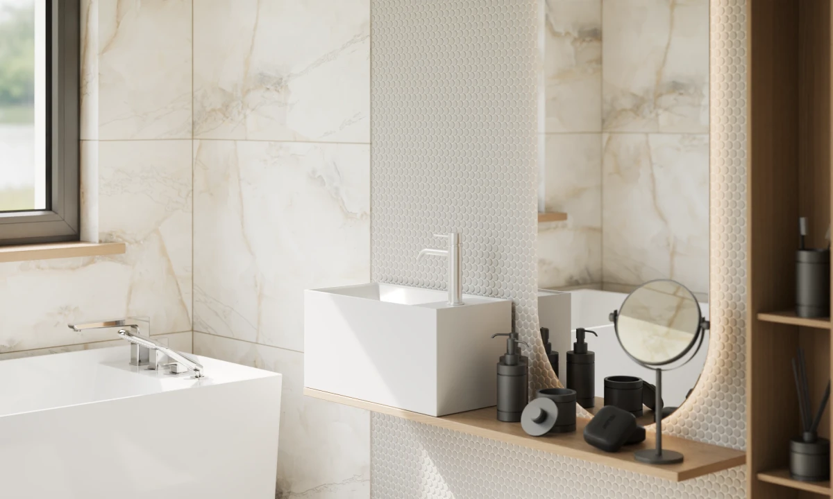 Mozaika ceramiczna Penny Dots white matowa - szklanemozaiki.pl