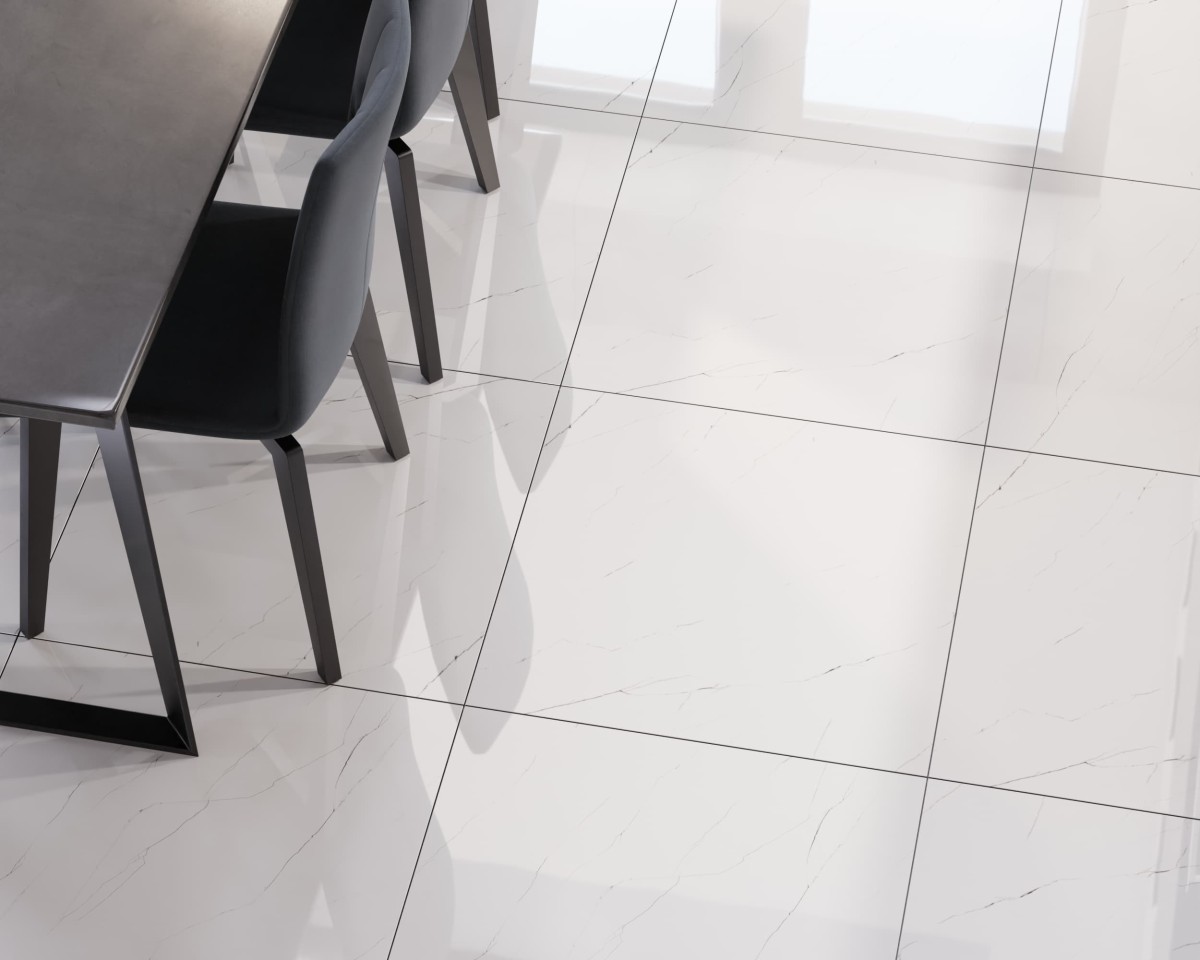 Płytka Gres mrozoodporny polerowany Mavros 60 x 60 cm bianco  – dekoracyjne do wnętrz – Szklane Mozaiki