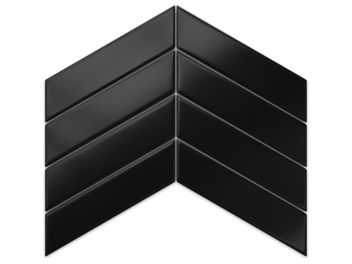 MOZAIKA CERAMICZNA BIG CHEVRON BLACK MATOWA  – dekoracyjne do wnętrz – Szklane Mozaiki