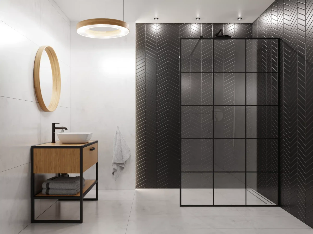 MOZAIKA CERAMICZNA BIG CHEVRON BLACK MATOWA  – dekoracyjne do wnętrz – Szklane Mozaiki