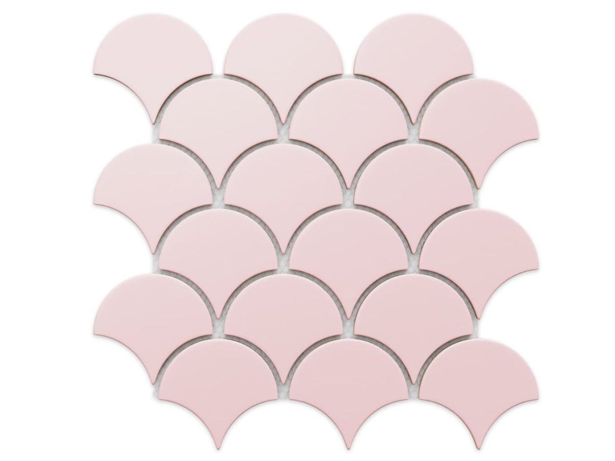 MOZAIKA CERAMICZNA FISH SCALE POWDER PINK ROSE – dekoracyjne do wnętrz – Szklane Mozaiki