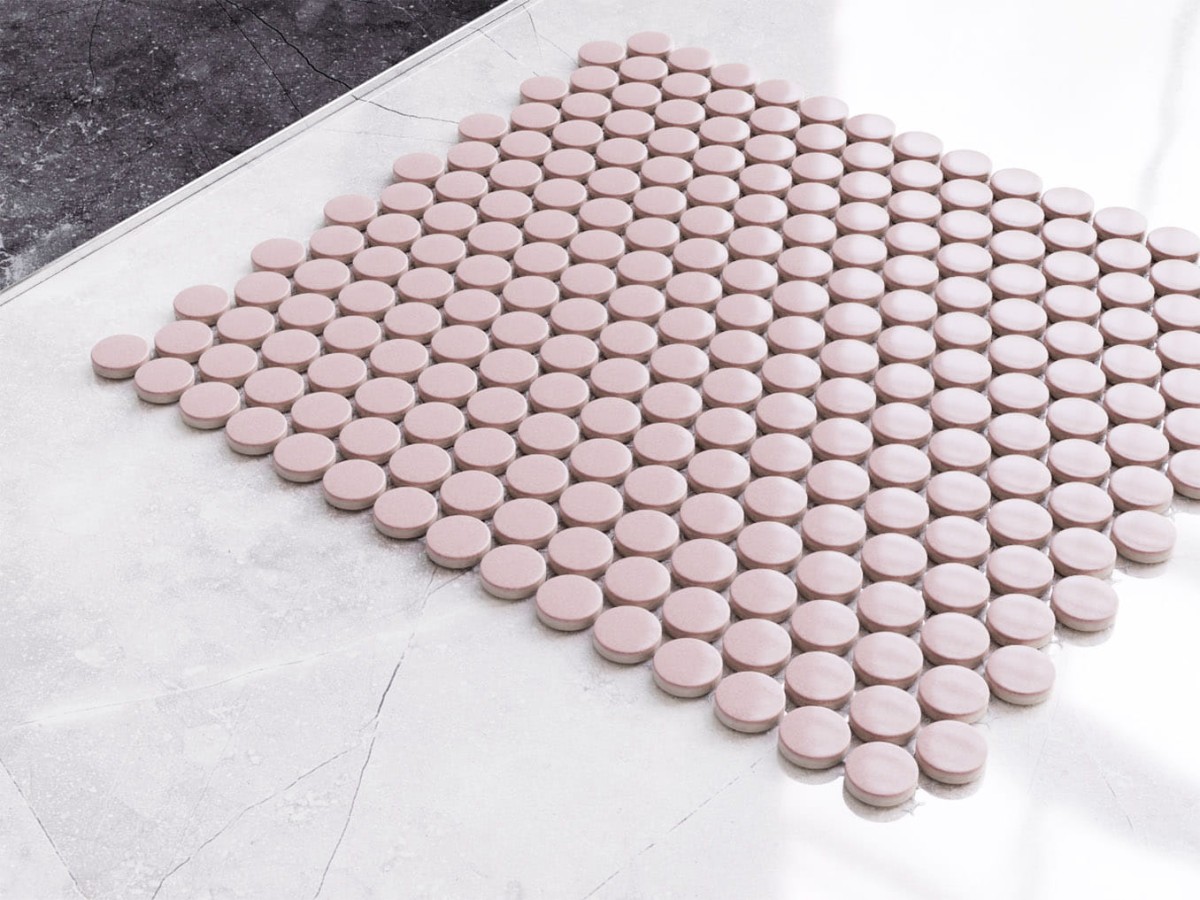 MOZAIKA CERAMICZNA PENNY DOTS ROSE RÓŻÓWA MATOWA – dekoracyjne do wnętrz – Szklane Mozaiki
