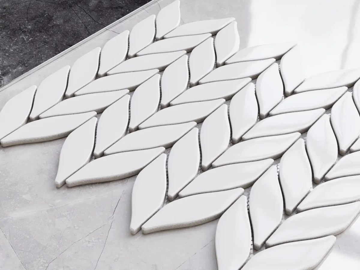 MOZAIKA CERAMICZNA BOTANIC WHITE BIAŁA - szklanemozaiki.pl