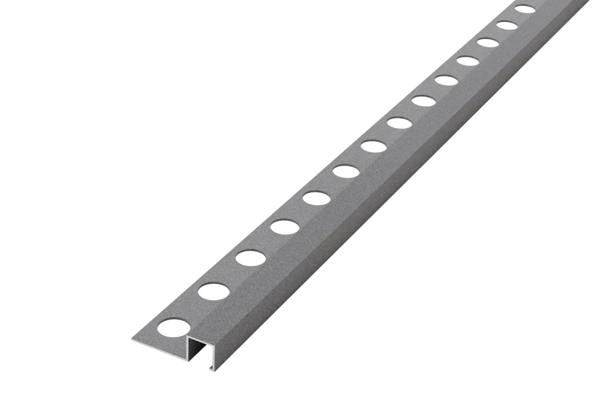 PROFIL NAROŻNY AIQ GLAZURNICZY ALUMINIOWY CIEMNY SZARY MATOWY REKTYFIKOWANY  – dekoracyjne do wnętrz – Szklane Mozaiki