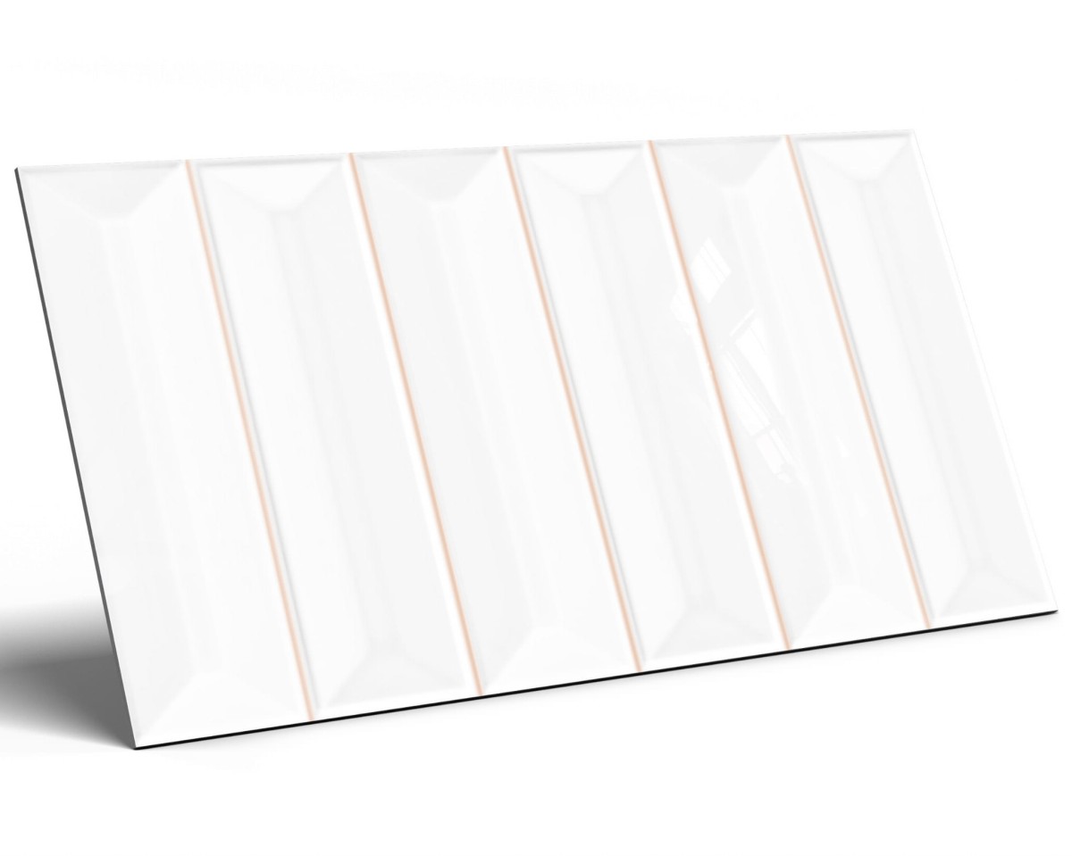Płytka Ceramiczna Cegiełka Prisma White Glossy 15x30 cm – dekoracyjne do wnętrz – Szklane Mozaiki