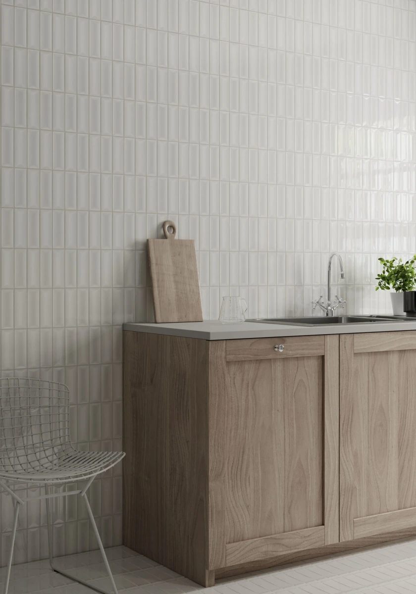 Płytka Ceramiczna Cegiełka Prisma White Glossy 15x30 cm – dekoracyjne do wnętrz – Szklane Mozaiki