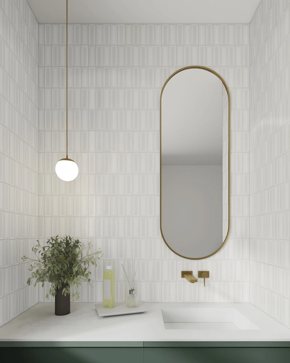 Płytka Ceramiczna Cegiełka Prisma White Glossy 15x30 cm – dekoracyjne do wnętrz – Szklane Mozaiki