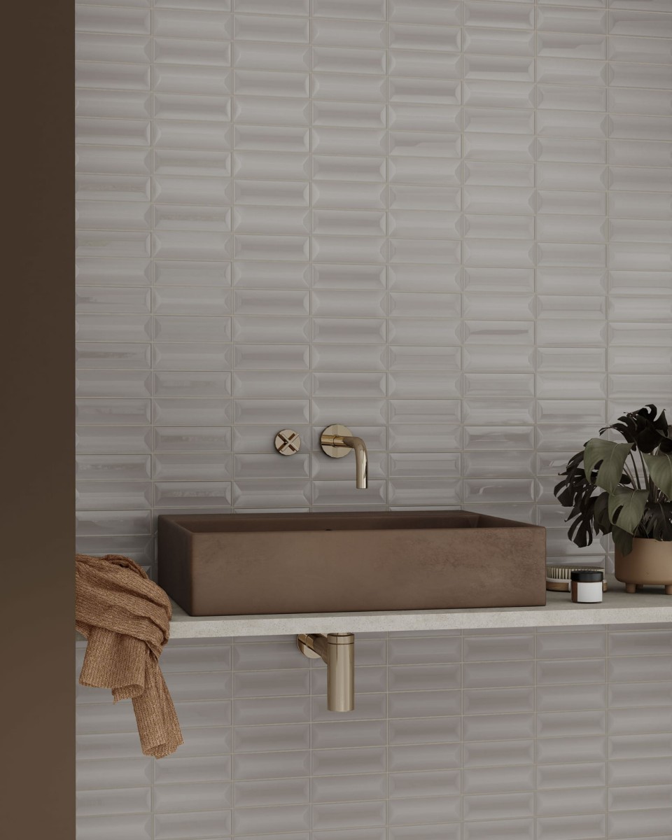 Płytka Ceramiczna Cegiełka Prisma Mink Glossy 15x30 cm – dekoracyjne do wnętrz – Szklane Mozaiki