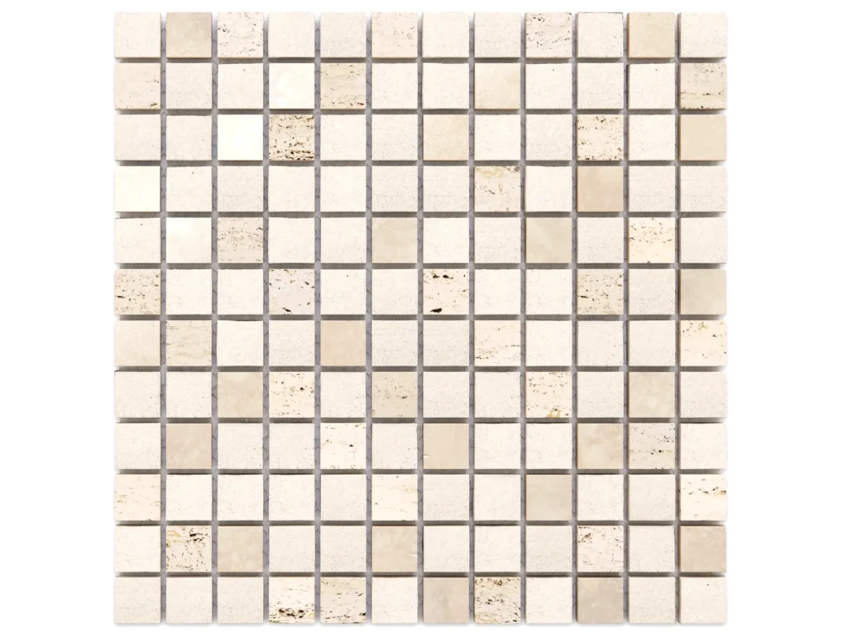 MOZAIKA TRAWERTYN KAMIENNA ARES 30x30 cm – dekoracyjne do wnętrz – Szklane Mozaiki