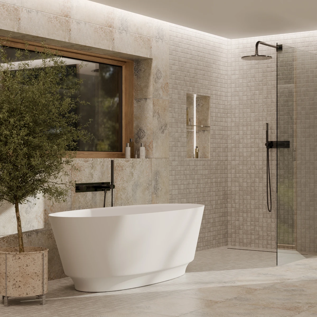 MOZAIKA CERAMICZNA DOVER STONE CREAM – dekoracyjne do wnętrz – Szklane Mozaiki