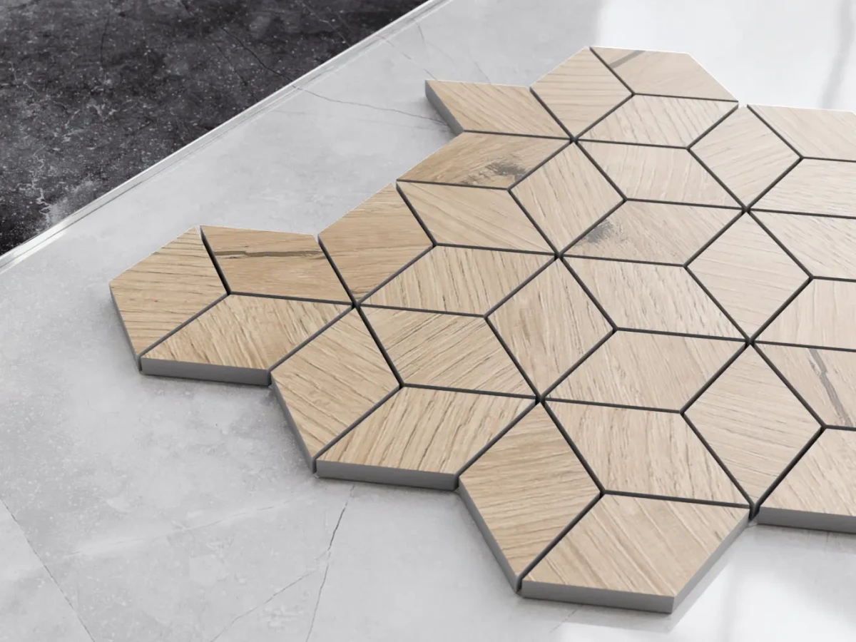 MOZAIKA GRESOWA DIAMOND ROMB BRAVE BEIGE MATOWA – dekoracyjne do wnętrz – Szklane Mozaiki