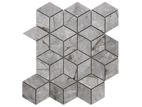MOZAIKA GRESOWA DIAMOND ROMB LUX GREY CARVING