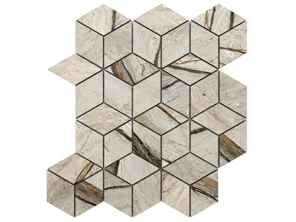 MOZAIKA GRESOWA DIAMOND ROMB MONEGLIA CARVING – dekoracyjne do wnętrz – Szklane Mozaiki