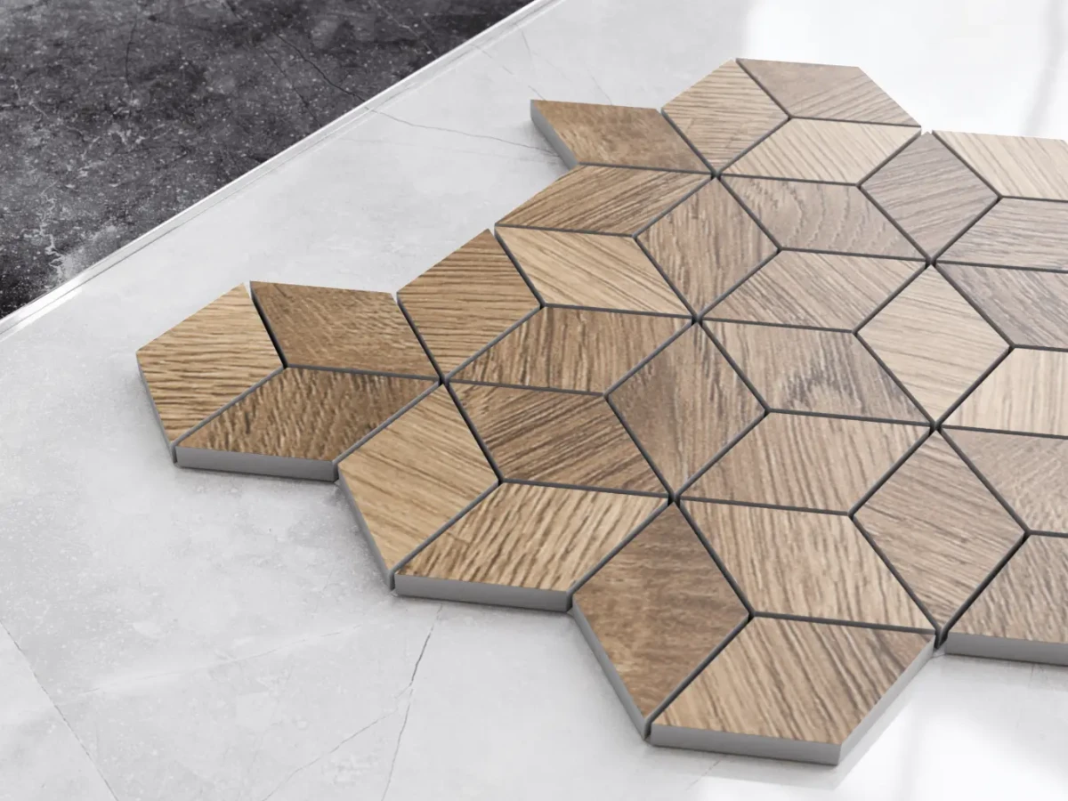MOZAIKA GRESOWA DIAMOND ROMB TAIGA BROWN MATOWA – dekoracyjne do wnętrz – Szklane Mozaiki