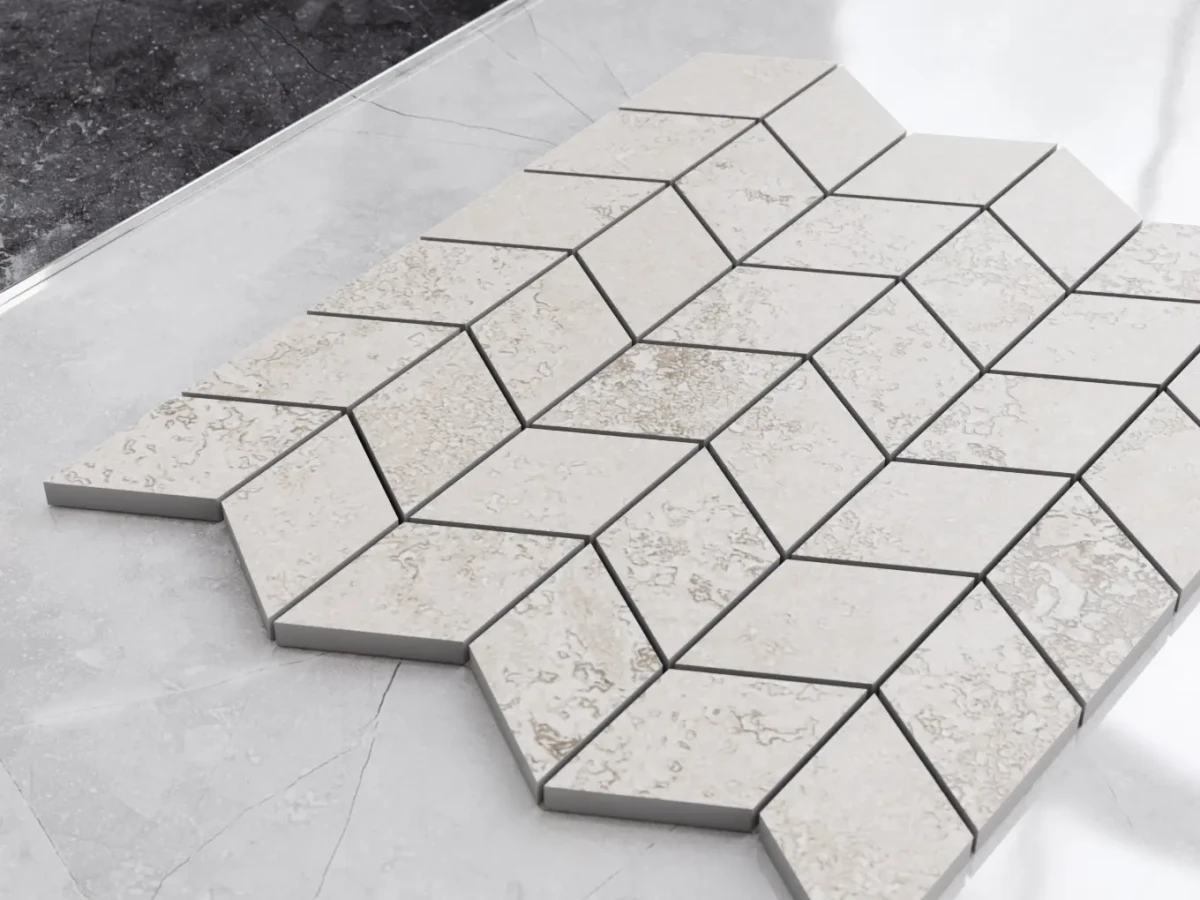 MOZAIKA GRESOWA CHEVRON ROMB ARIA NATURAL – dekoracyjne do wnętrz – Szklane Mozaiki