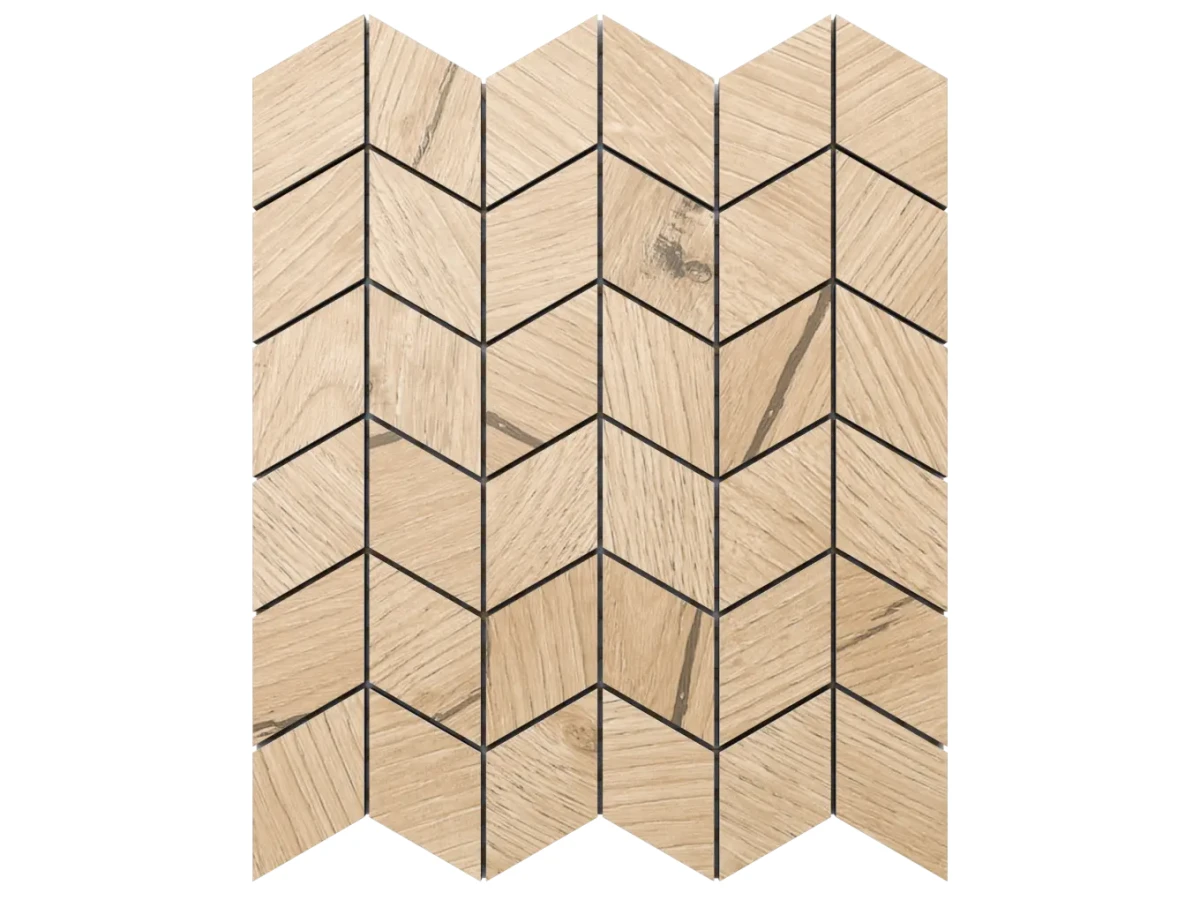 MOZAIKA GRESOWA CHEVRON ROMB BRAVE BEIGE MATOWA – dekoracyjne do wnętrz – Szklane Mozaiki