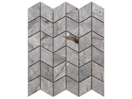 MOZAIKA GRESOWA CHEVRON ROMB LUX GREY CARVING