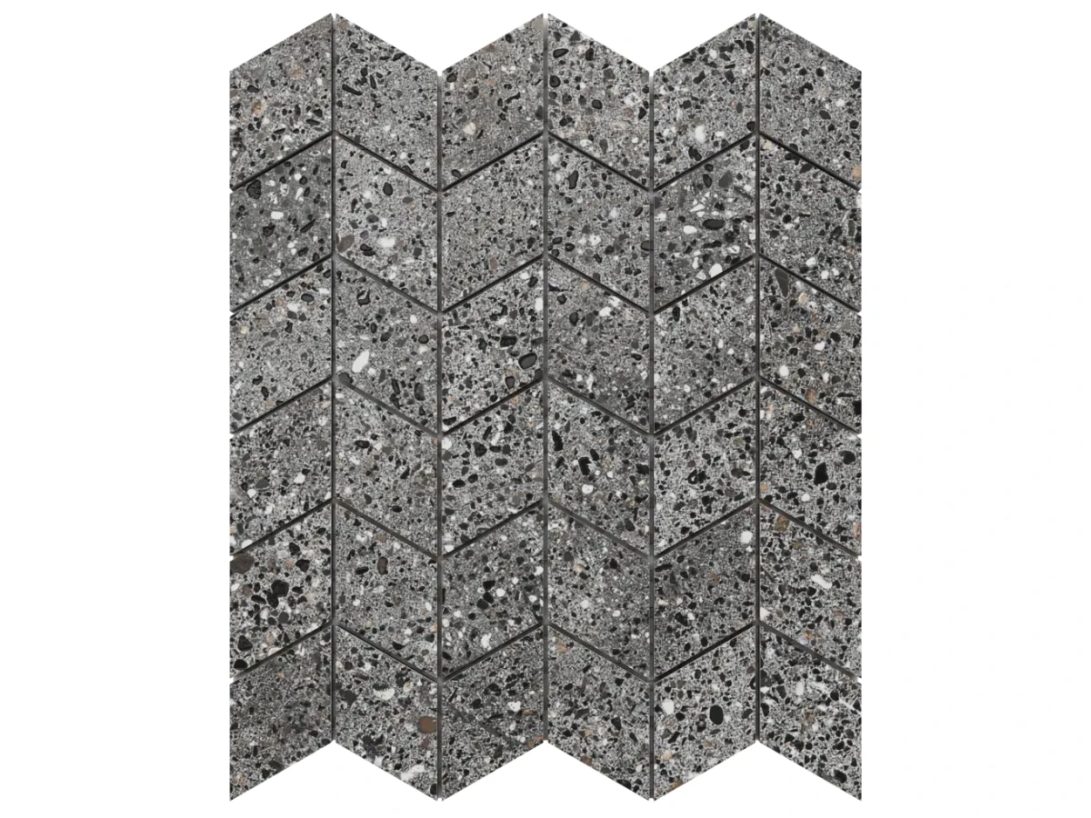 MOZAIKA GRESOWA CHEVRON ROMB STONEX GREY CARVING – dekoracyjne do wnętrz – Szklane Mozaiki