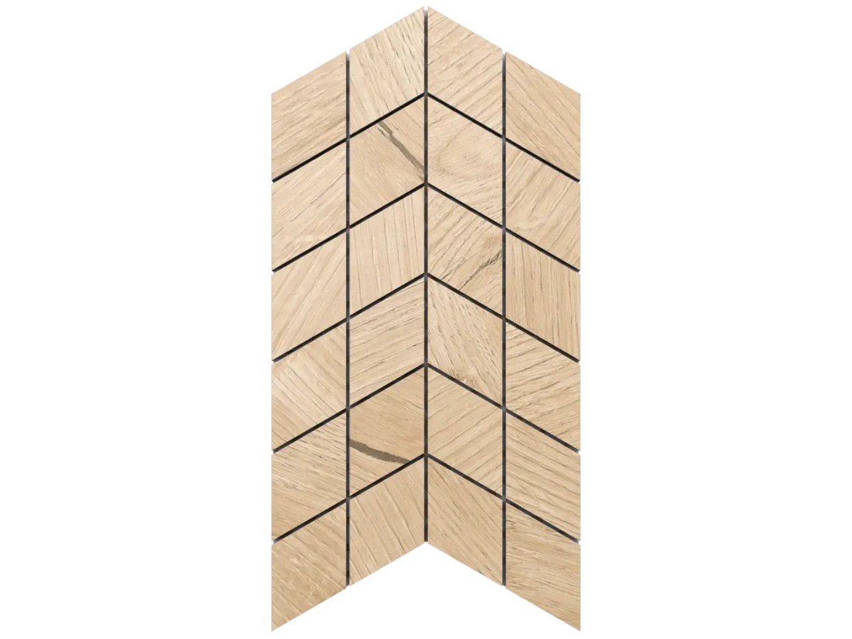 MOZAIKA GRESOWA DOUBLE CHEVRON BRAVE BEIGE MATOWA – dekoracyjne do wnętrz – Szklane Mozaiki