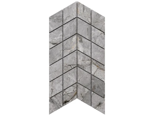 MOZAIKA GRESOWA DOUBLE CHEVRON LUX GREY CARVING