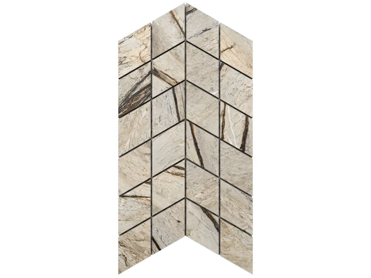 MOZAIKA GRESOWA DOUBLE CHEVRON MONEGLIA CARVING – dekoracyjne do wnętrz – Szklane Mozaiki