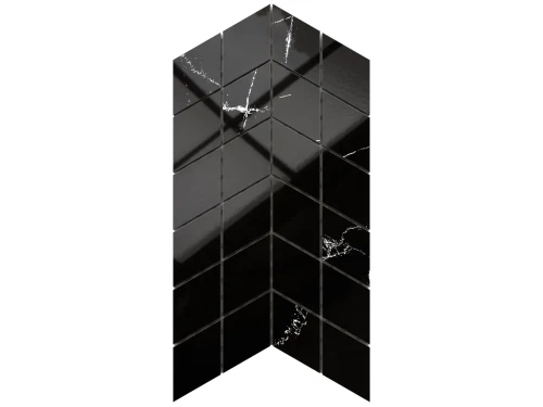 MOZAIKA GRESOWA DOUBLE CHEVRON SETINA MAWROS BLACK POLER