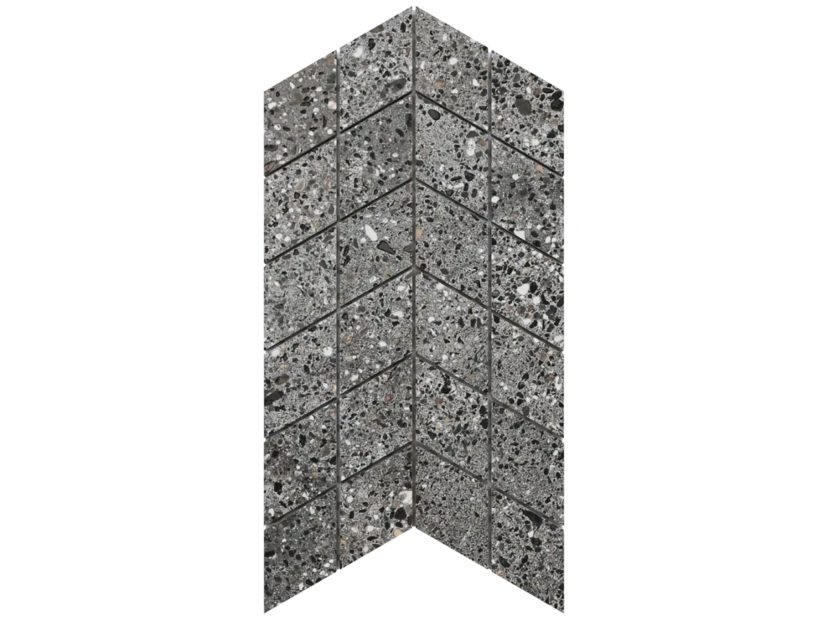 MOZAIKA GRESOWA DOUBLE CHEVRON STONEX GREY CARVING – dekoracyjne do wnętrz – Szklane Mozaiki