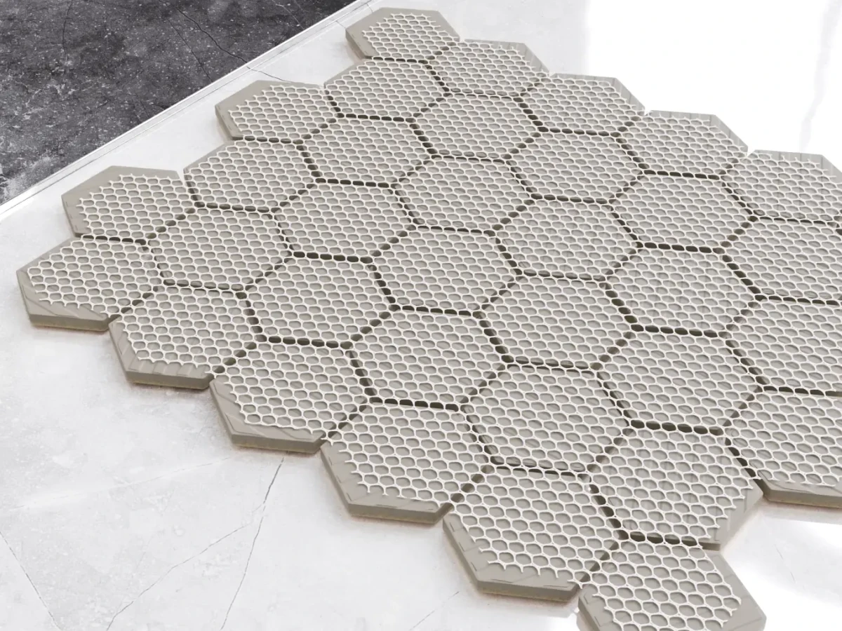 MOZAIKA CERAMICZNA HEKSAGON BEIGE MATOWA – dekoracyjne do wnętrz – Szklane Mozaiki