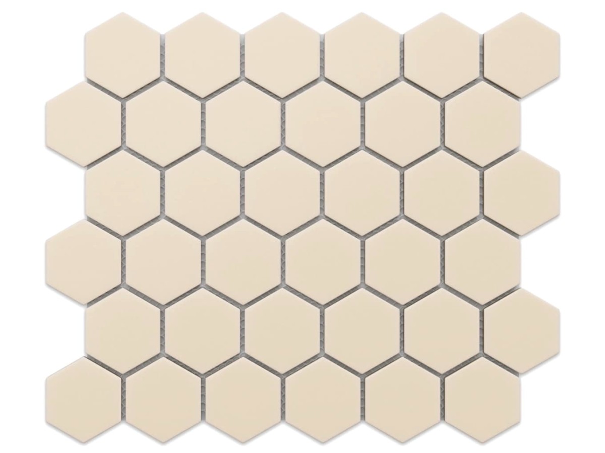MOZAIKA CERAMICZNA HEKSAGON BEIGE MATOWA – dekoracyjne do wnętrz – Szklane Mozaiki