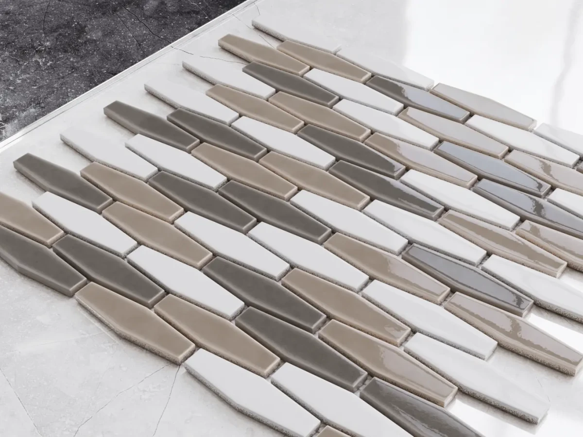 MOZAIKA CERAMICZNA TECH RAIN MULTI BEIGE POŁYSK – dekoracyjne do wnętrz – Szklane Mozaiki