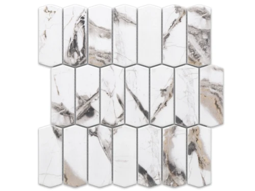 MOZAIKA SZKLANA HEKSAGON LONG SILK MARBLE