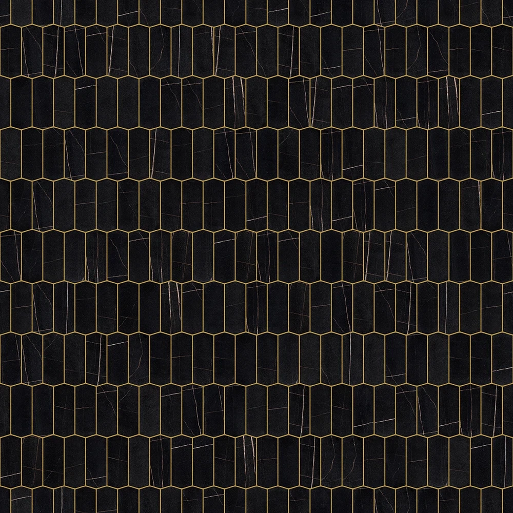 MOZAIKA SZKLANA HEKSAGON LONG SILK BLACK ZERO – dekoracyjne do wnętrz – Szklane Mozaiki