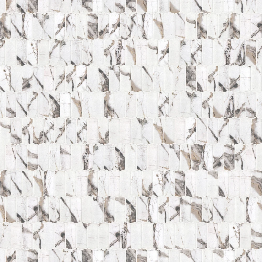 MOZAIKA SZKLANA HEKSAGON LONG SILK MARBLE – dekoracyjne do wnętrz – Szklane Mozaiki