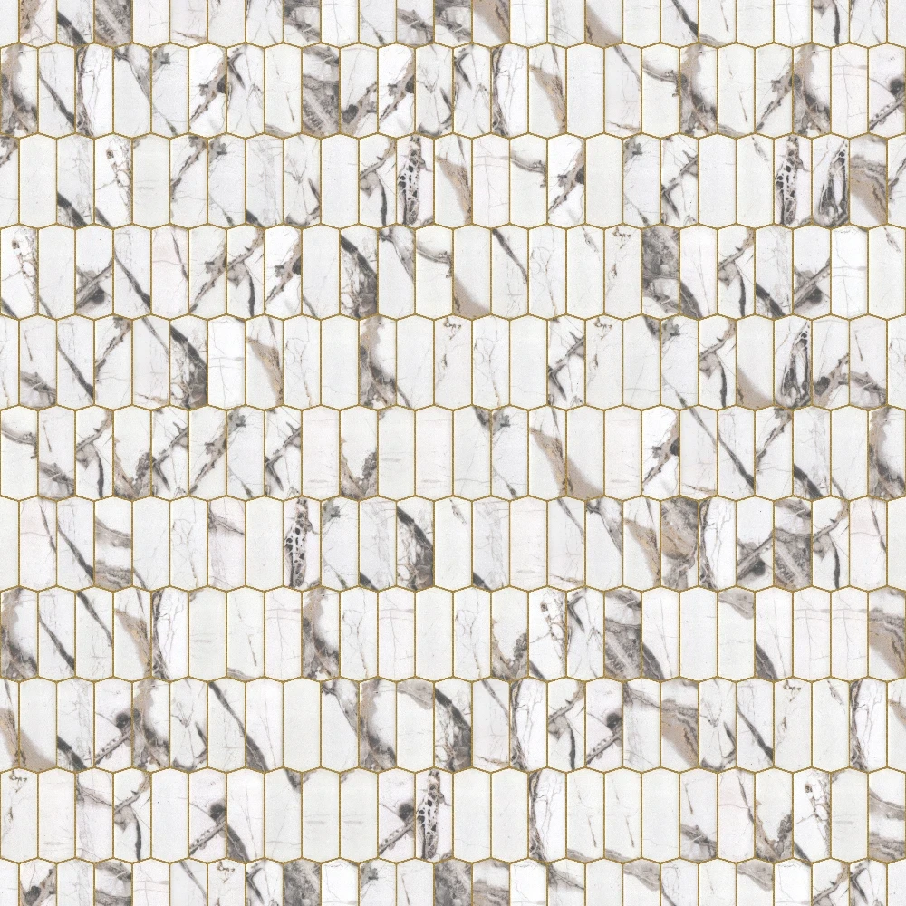 MOZAIKA SZKLANA HEKSAGON LONG SILK MARBLE – dekoracyjne do wnętrz – Szklane Mozaiki