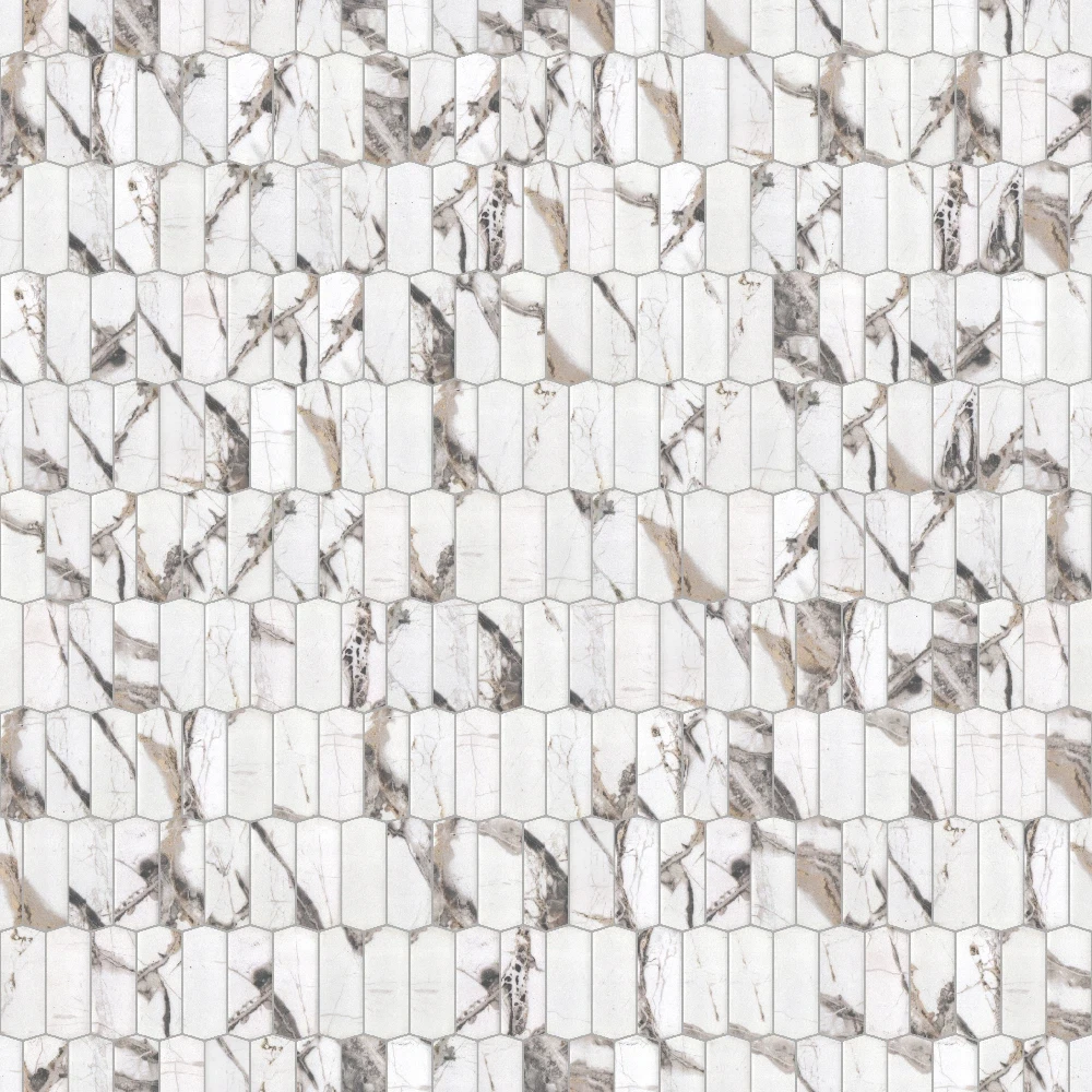 MOZAIKA SZKLANA HEKSAGON LONG SILK MARBLE – dekoracyjne do wnętrz – Szklane Mozaiki