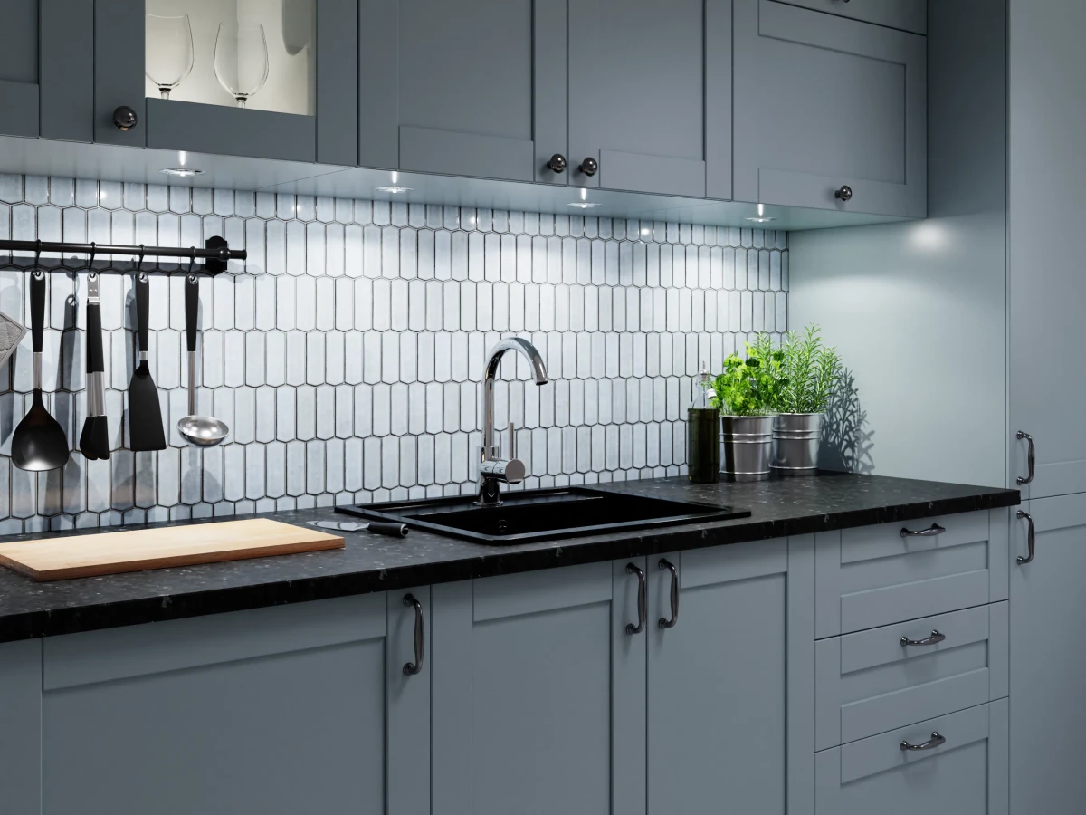 MOZAIKA SZKLANA HEKSAGON LONG SILK LIGHT GREY – dekoracyjne do wnętrz – Szklane Mozaiki