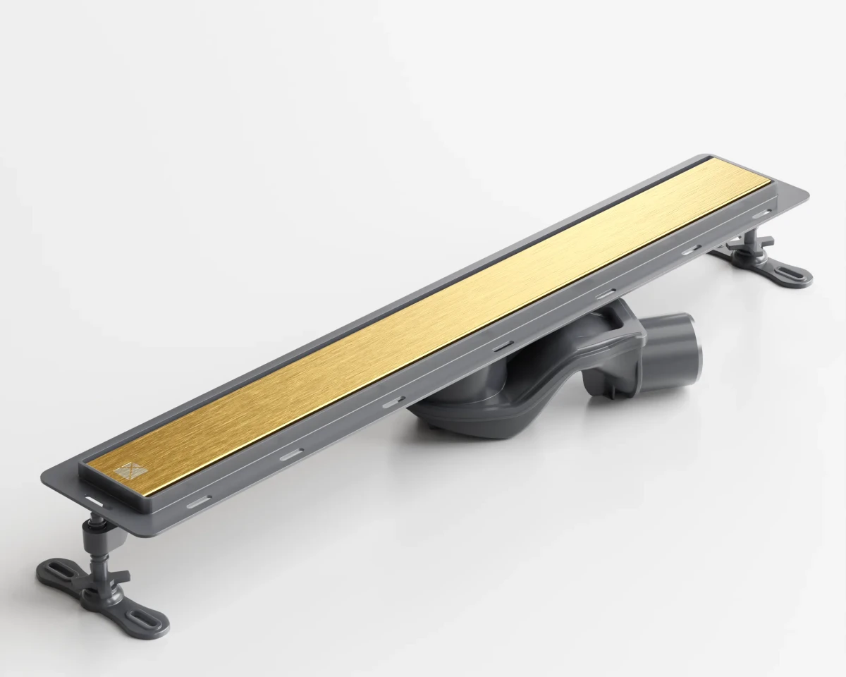 ODPŁYW LINIOWY ZŁOTY MAT | SYFON 360° | 61l/min | 60 cm – dekoracyjne do wnętrz – Szklane Mozaiki