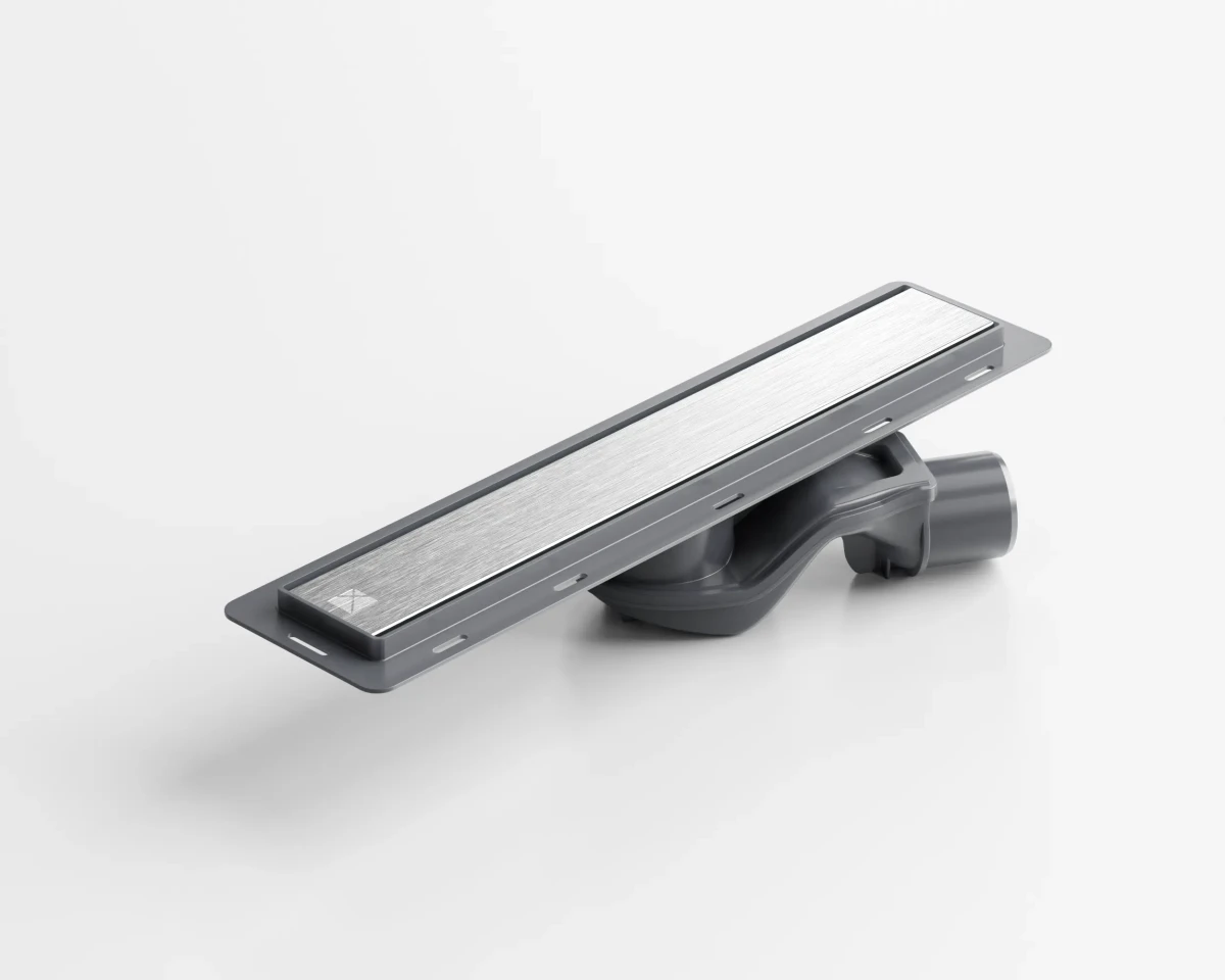 ODPŁYW LINIOWY SREBRNY MAT | SYFON 360° | 61l/min | 40 cm – dekoracyjne do wnętrz – Szklane Mozaiki