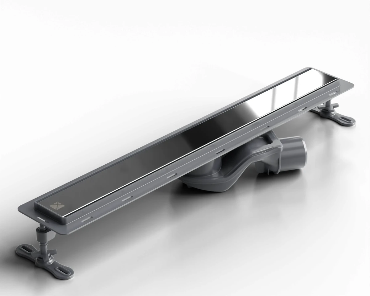 ODPŁYW LINIOWY  CZARNY POŁYSK | SYFON 360° | 61l/min | 60 cm – dekoracyjne do wnętrz – Szklane Mozaiki