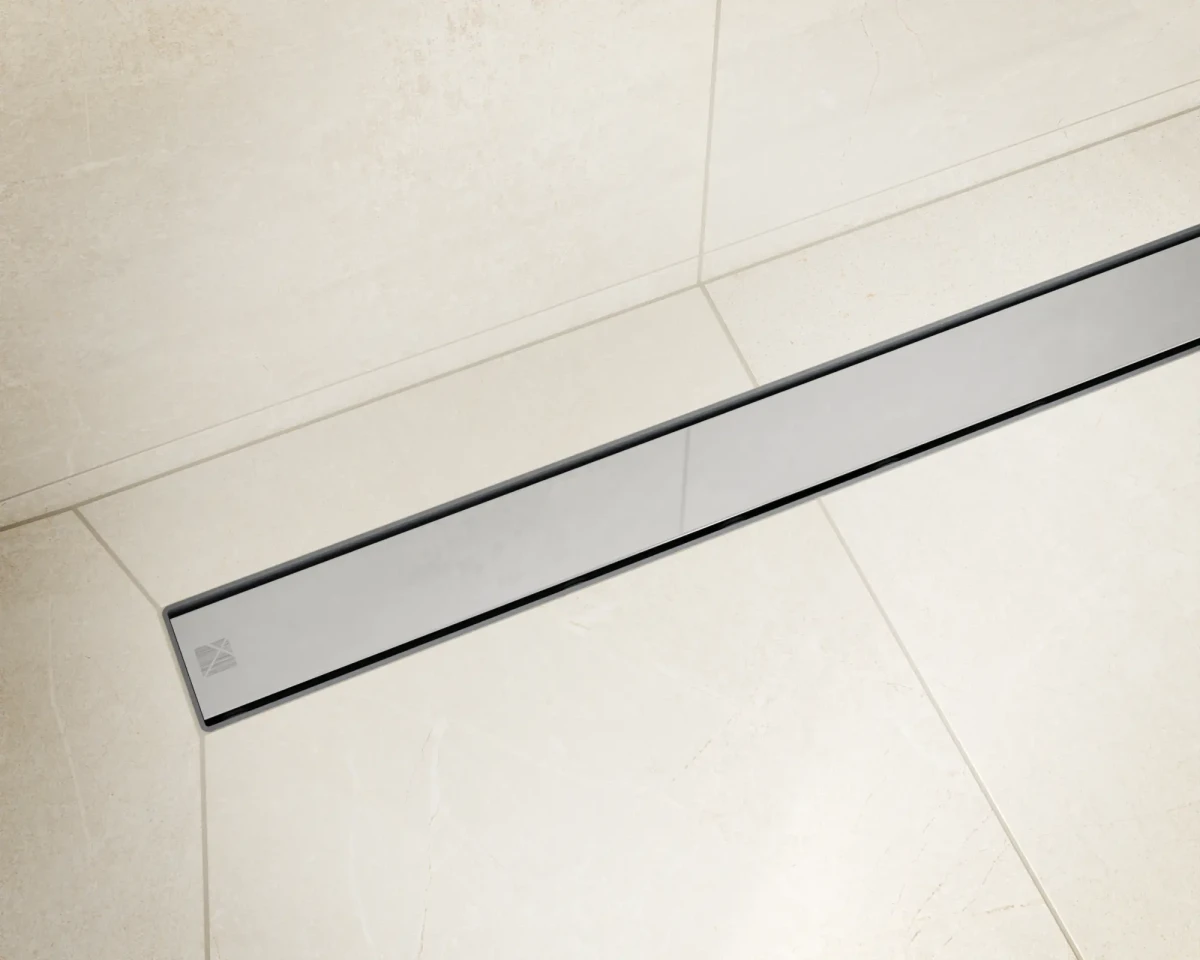 ODPŁYW LINIOWY SREBRNY POŁYSK | SYFON 360° | 61l/min | 60 cm – dekoracyjne do wnętrz – Szklane Mozaiki