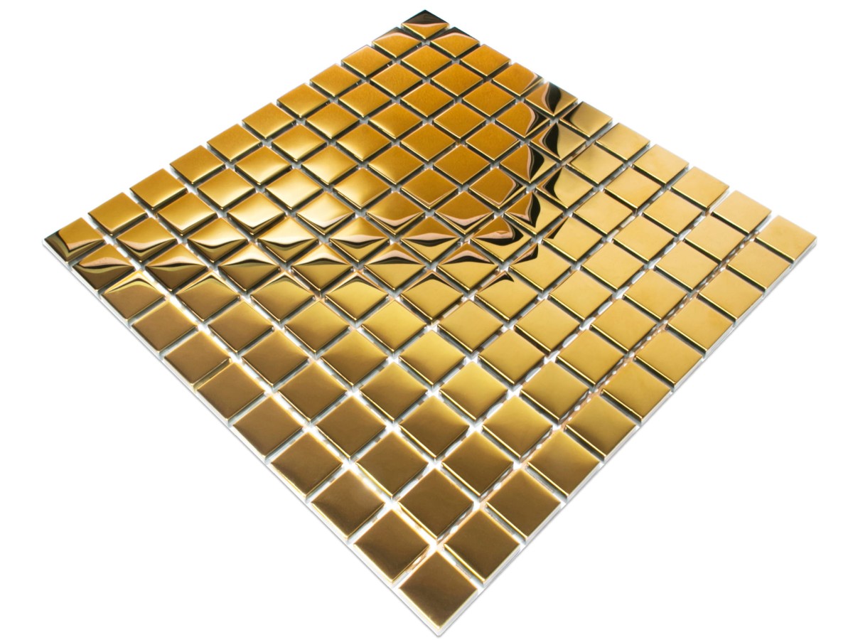 MOZAIKA SZKLANA ZŁOTA GOLD METALIC 30x30cm 8mm – dekoracyjne do wnętrz – Szklane Mozaiki